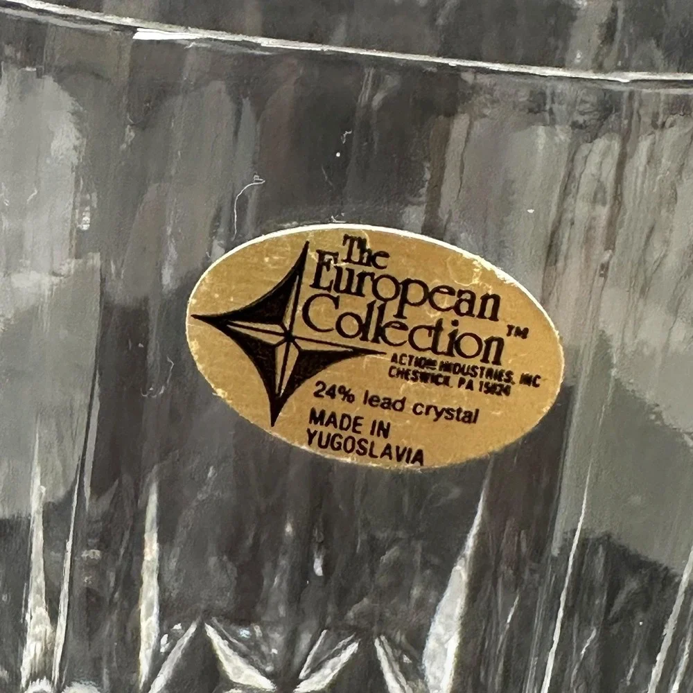 VTG‎ European Collection 24% Lead Crystal Tumbler Glass Yugoslavia Diamond Cut